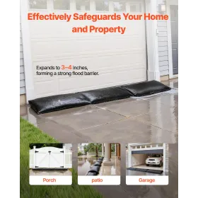 VEVOR Flood Barrier, 6 Pack, 830 x 430 mm Flood Bags Activated by Water, Reusable Water Absorbent Barrier, Sandless Sandbags Blo