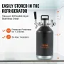 Beer Growler Tap System, 128Oz 4L Mini Keg, 304 Stainless Steel Pressurized Beer Growler, Keg Growler with Pressure Display, CO2
