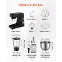 VEVOR Stand Mixer, 7.8 L Electric Kitchen Mixer, 1500W Dough-Mixer, 6+P Speeds Tilt-head Food-Mixer with 1.5 L Blender Cup, Stai