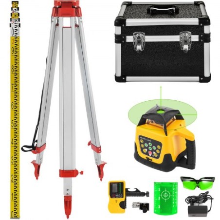 Rotary Green Laser Kit 500m+1,65 m aluminiumstativ+5 m laserniveau Staff personale