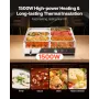 VEVOR Commercial Food Warmer, 1500W Electric Stainless Steel Steam Food Warming with Lid, 6-Pan Fast Heating Countertop Buffet B
