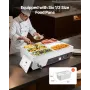 Commercial Food Warmer, 1500W Electric Stainless Steel Steam Food Warming with Lid, 6-Pan Fast Heating Countertop Buffet Bain Ma