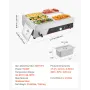 VEVOR kommerciel madvarmer, 1500 W elektrisk dampopvarmning i rustfrit stål med låg, 6-pandes hurtigvarme bordplade Buffet B