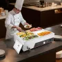 VEVOR Commercial Food Warmer, 1500W Electric Stainless Steel Steam Food Warming with Lid, 6-Pan Fast Heating Countertop Buffet B