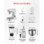 Stand Mixer, 4.3 L Electric Kitchen Mixer, 1300W Dough-Mixer, 6+P Speeds Tilt-head Food-Mixer with 1.5 L Blender Cup, Stainless 