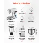 Stand Mixer, 5.7 L Electric Kitchen Mixer, 1500W Dough-Mixer, 6+P Speeds Tilt-head Food-Mixer with 1.5 L Blender Cup, Stainless 