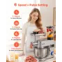 Stand Mixer, 5.7 L Electric Kitchen Mixer, 1500W Dough-Mixer, 6+P Speeds Tilt-head Food-Mixer with 1.5 L Blender Cup, Stainless 