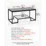 VEVOR Coffee Table, Modern Tempered Glass Coffee Table with Lighting, 2 Tiers Rectangle Glass Center Desk with Open Storage, Min