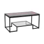 Coffee Table, Modern Tempered Glass Coffee Table with Lighting, 2 Tiers Rectangle Glass Center Desk with Open Storage, Minimalis