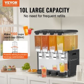 Commercial Beverage Dispenser 10L x 4 Tanks Cold Juice Ice Drink Dispenser