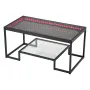 Coffee Table, Modern Tempered Glass Coffee Table with Lighting, 2 Tiers Rectangle Glass Center Desk with Open Storage, Minimalis