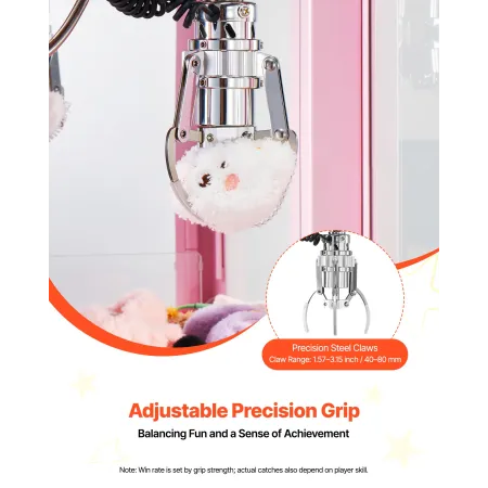 VEVOR Claw Crane Machine, Medium-Sized Arcade Game Machine with Light & Sound, Adjustable Steel Claws, Precise Toy Candy Grabber