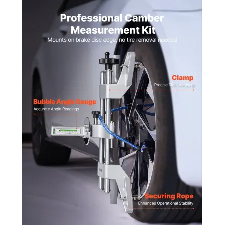 VEVOR Wheel Clamp & Magnetic Adapter, 1 PC Aluminum Alloy Wheel Alignment Tool for Precise Camber Gauge, Fits 279-635 mm Rims, U