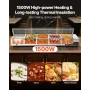 Commercial Food Warmer, 1500W Electric Stainless Steel Steam Food Warmer with Glass Cover, Countertop Buffet Bain Marie with Fiv