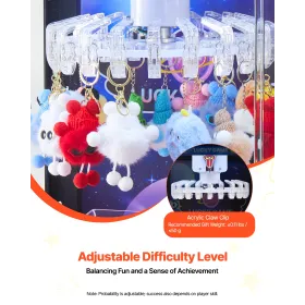 VEVOR Claw Crane Machine, mellemstor arkadespilmaskine med lys og lyd, justerbar sværhedsgrad, præcis legetøjsslikgrabber