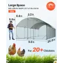 Large Metal hønsegård, 2,7x7,6x2 m, Walk-in hønsegårdshus med