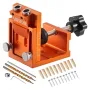 Pocket Hole Jig Kit, 12 mm to 48 mm Adjustable, Jig Pocket Hole System with Step Drill, Hex Wrench, Drill Stop Ring, Square Driv