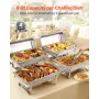 Rectangle Chafing Dish, 9.91L 4 Pack Stainless Steel Chafing Dish, Food Warmer Chafer Complete Set with Hollow Handle, 2 Food To