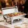 Rectangle Chafing Dish, 9.91L 4 Pack Stainless Steel Chafing Dish, Food Warmer Chafer Complete Set with Hollow Handle, 2 Food To