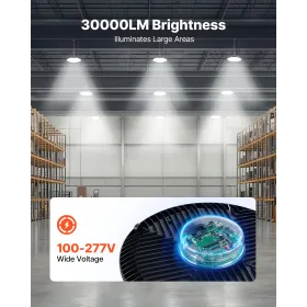 VEVOR 10 Pack LED High Bay Lights, 5000K 200W 30000LM Super Bright UFO LED Warehouse Shop Lights, IP65 vandtæt, 100-277V bred