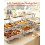 VEVOR Rectangle Chafing Dish, 9.91L 6 Pack Stainless Steel Chafing Dish, Food Warmer Chafer Complete Set with Hollow Handle, 3 F
