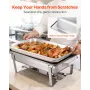 VEVOR Rectangle Chafing Dish, 9.91L 6 Pack Stainless Steel Chafing Dish, Food Warmer Chafer Complete Set with Hollow Handle, 3 F