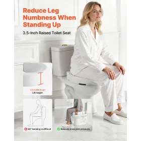 VEVOR Raised Toilet Seat, 136.1 kg Load Capacity, 88.9 mm Lift Height, Commode Elevated Toilet Seat Riser with Enlarged Opening 