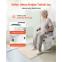 Raised Toilet Seat with Arms, 136.1 kg Load Capacity, 3-Level Adjustable Height, Widened Commode Elevated Toilet Seat Riser with