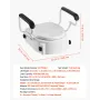 Raised Toilet Seat with Arms, 136.1 kg Load Capacity, 3-Level Adjustable Height, Widened Commode Elevated Toilet Seat Riser with