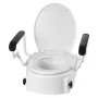 Raised Toilet Seat with Arms, 136.1 kg Load Capacity, 3-Level Adjustable Height, Widened Commode Elevated Toilet Seat Riser with