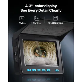 VEVOR Sewer Camera, 50m Drain Inspection Camera, IP68 Waterproof Snake Plumbing Cameras with Lights - 6 Adjustable LEDs, 4500mAh