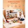 Kids Reading Nook, Wooden Storage Bench with Backrest, Kids Bookshelf & Toy Organizer, Large Toy Box Chest for Playroom, Living 