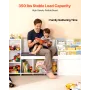 Kids Reading Nook, Wooden Storage Bench with Backrest, Kids Bookshelf & Toy Organizer, Large Toy Box Chest for Playroom, Living 