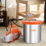 18.9 L Vacuum Chamber and 3.5 CFM Pump Kit, Tempered Glass Lid Vacuum Degassing Chamber Kit, Single Stage Vacuum Pump with 250 m