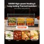 Commercial Food Warmer, 1500W Electric Stainless Steel Steam Food Warmer with Glass Cover, Countertop Buffet Bain Marie with Thr
