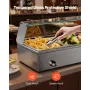 VEVOR Commercial Food Warmer, 1500W Electric Stainless Steel Steam Food Warmer with Glass Cover, Countertop Buffet Bain Marie wi