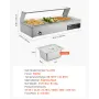 Commercial Food Warmer, 1500W Electric Stainless Steel Steam Food Warmer with Glass Cover, Countertop Buffet Bain Marie with Thr