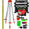 Green Rotary Laser Level Kit with Adjustable Tripod and 5M Staff, 500M Range, 360 Degree Rotary Scanning, Self-Leveling Laser