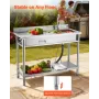 Stainless Steel Utility Sink, Rolling Single Bowl Commercial Kitchen Sink with Drawer, Faucet and Hot & Cold Water Pipe, Utility