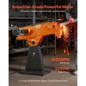 76mm x 2007 mm Belt Grinder Sander, 2100W 900RPM Industrial-Grade Grinding Sanding Machine with 0° - 45° Adjustable Angle & Dust