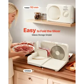 VEVOR Kødskærer, 180 W elektrisk Deli-skærermaskine med 170 mm skarpt blad, Hjemmekødskærer med 60-90 o/min skærehastighed, 0-1