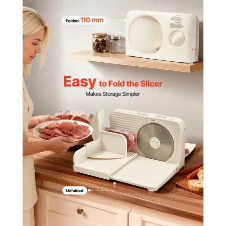 VEVOR Meat Slicer, 180W Electric Deli Slicer Machine with 170 mm Sharp Blade, Home Meat-Slicer with 60-90 RPM Slicing Speed, 0-1
