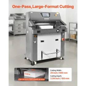 VEVOR Electric Paper Cutter, Metal Hydraulic Paper Cutter Machine, 660 mm Cutting Width, 100 mm Cutting Thickness, Large Size El