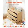 3 Drawer Rattan Dresser, Modern Closet Dresser for Bedroom, Natural Rattan Chest of Drawers with Metal Handles & Wooden Legs, Ch