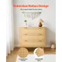 VEVOR 3 Drawer Rattan Dresser, Modern Closet Dresser for Bedroom, Natural Rattan Chest of Drawers with Metal Handles & Wooden Le