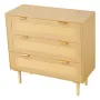 VEVOR 3 Drawer Rattan Dresser, Modern Closet Dresser for Bedroom, Natural Rattan Chest of Drawers with Metal Handles & Wooden Le