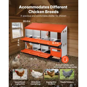 VEVOR 2 etagers hønsekasser, 8 rum, metalæglægningskasser med beskyttende opsamlingslåg, udrulningsbo