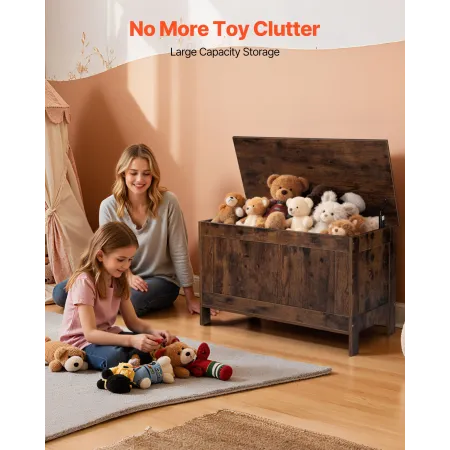 VEVOR Kids Storage Bench, Wooden Toy Box Chest, Large Storage Cabinet with Safety Hinge, Toddlers Retro Storage Bench for Playro