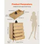 5 Drawer Rattan Dresser, Modern Closet Dresser for Bedroom, Natural Rattan Chest of Drawers with Metal Handles & Wooden Legs, Ch