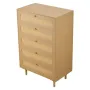 5 Drawer Rattan Dresser, Modern Closet Dresser for Bedroom, Natural Rattan Chest of Drawers with Metal Handles & Wooden Legs, Ch